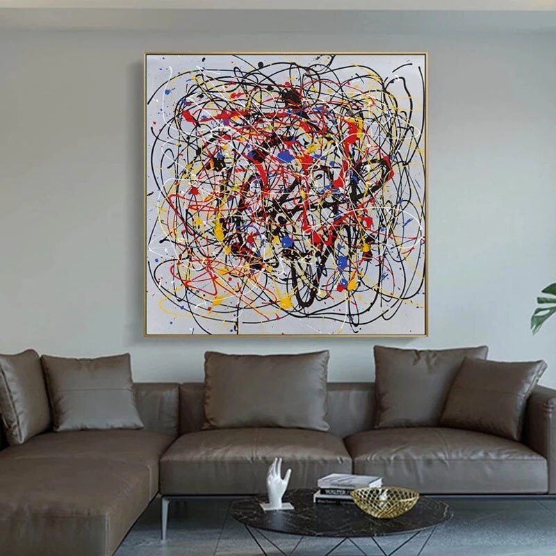 Colorful Abstract Oil Painting - Dynamic Swirls of Emotion and Energy