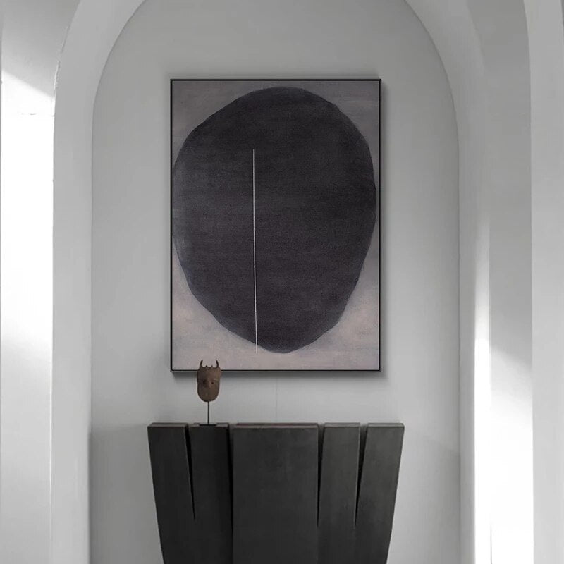Contemporary Abstract Black Oil Painting for Modern Home Decor