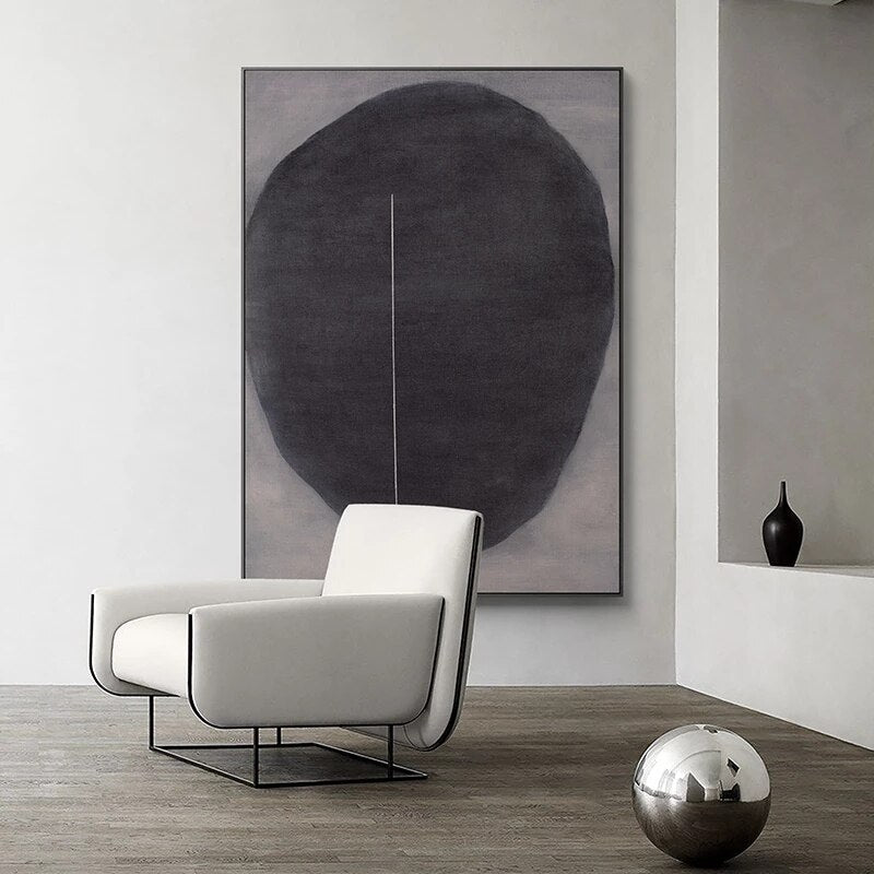 Contemporary Abstract Black Oil Painting for Modern Home Decor