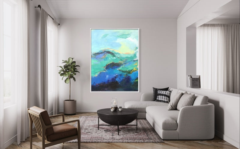 Serene Coastal Breeze - Abstract Oil Painting for Modern Home Décor