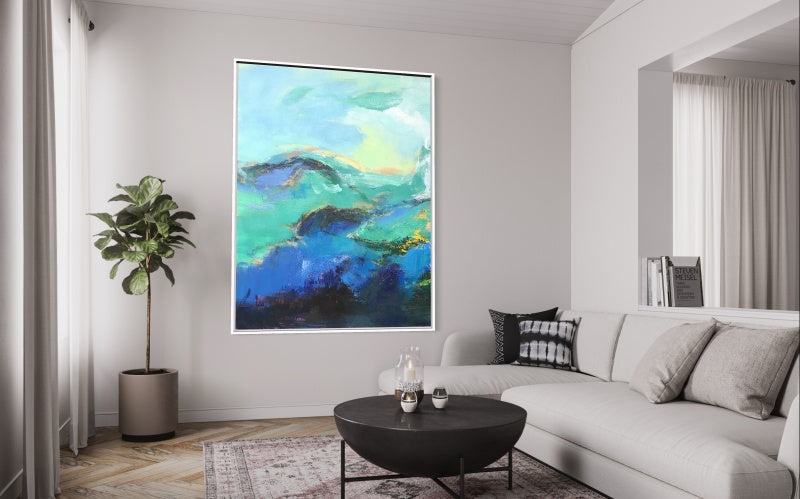 Serene Coastal Breeze - Abstract Oil Painting for Modern Home Décor