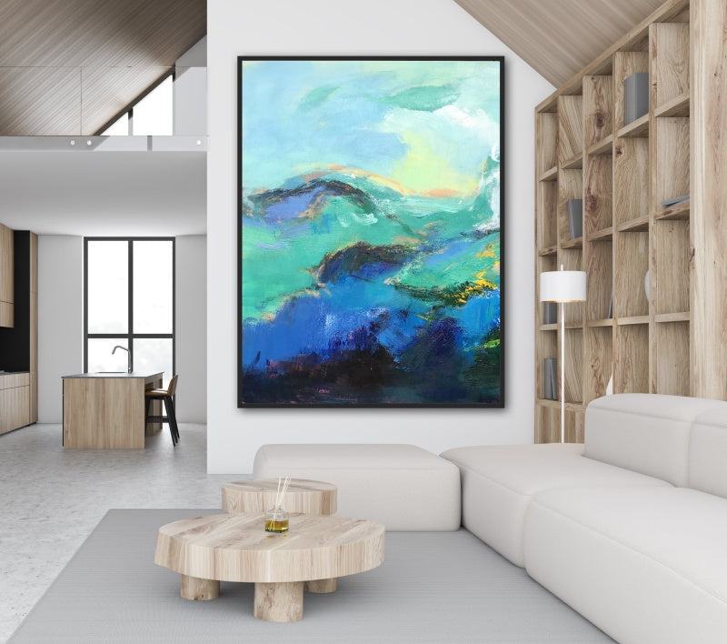 Serene Coastal Breeze - Abstract Oil Painting for Modern Home Décor