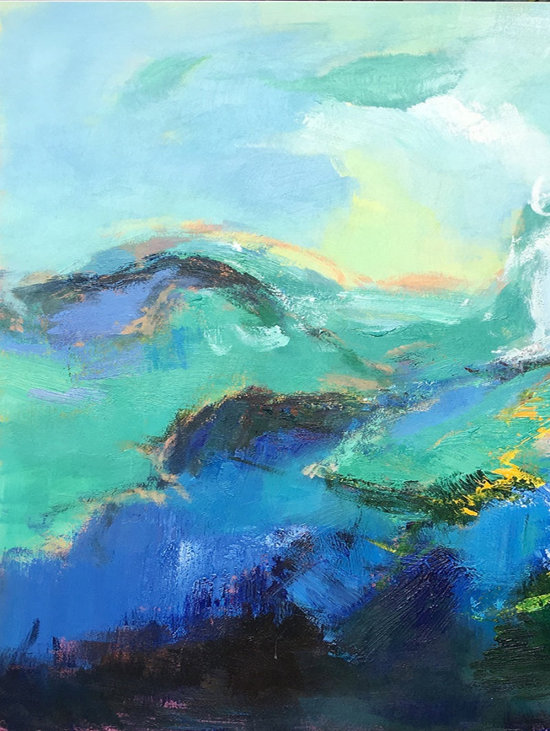 Serene Coastal Breeze - Abstract Oil Painting for Modern Home Décor