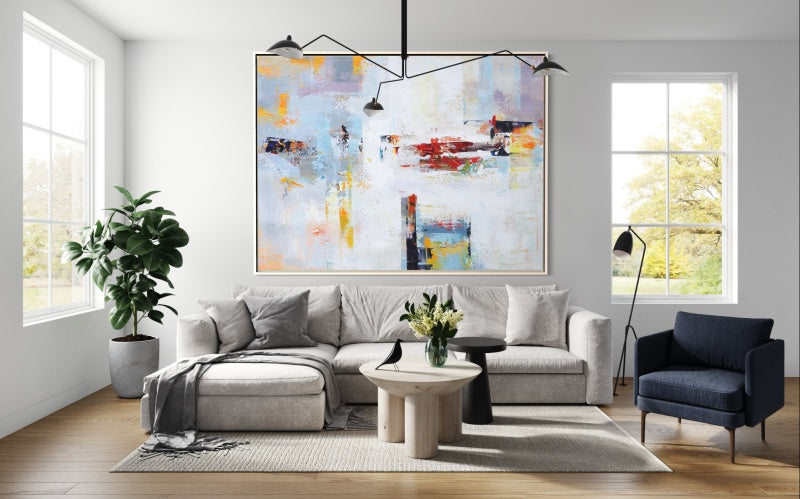 Abstract Serenity: Vibrant Oil Painting for Modern Home Decor