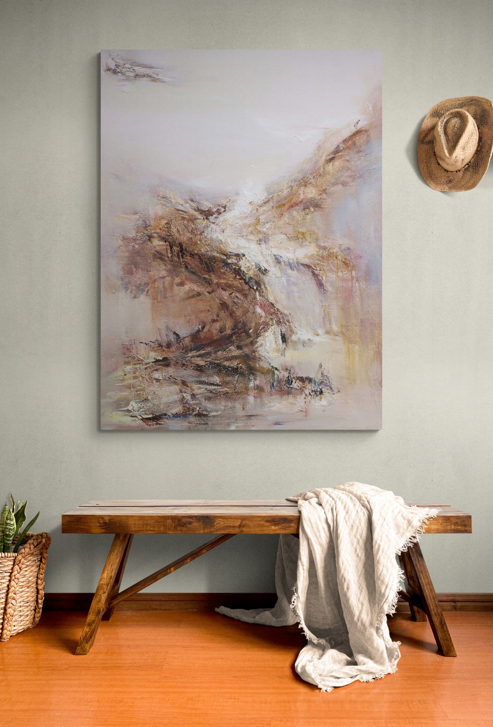 Abstract Serenity: Uplifting Oil Painting for Home Decor