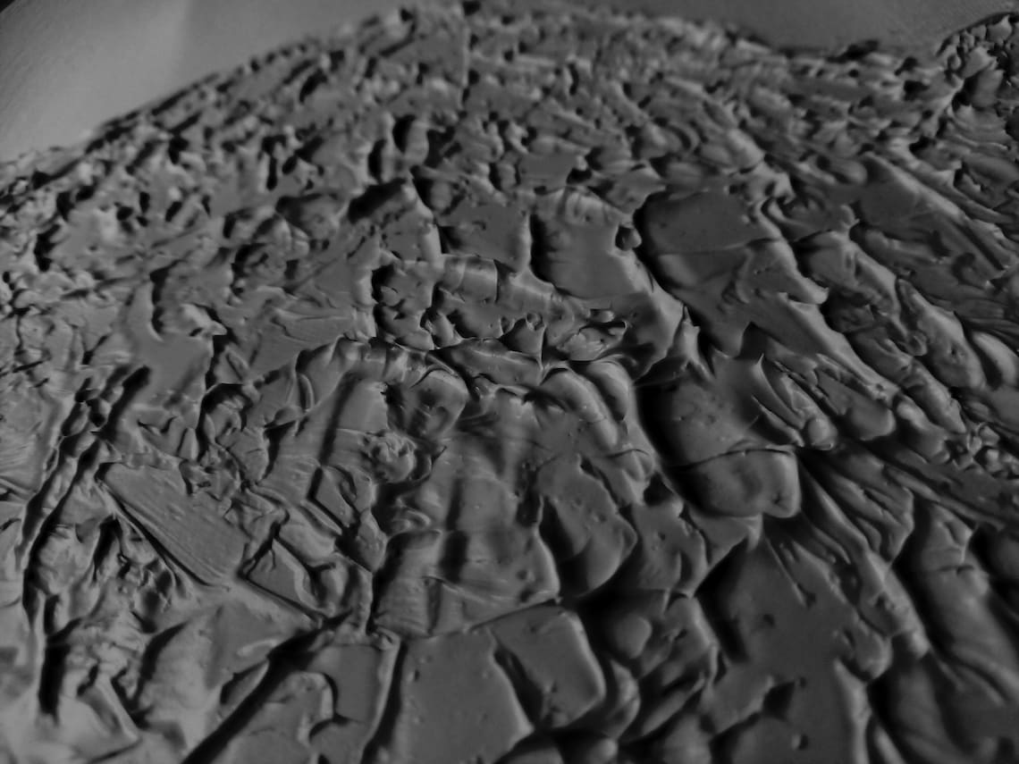 Elegant Monochrome Oil Painting of Textured Terrain for Modern Home Decor