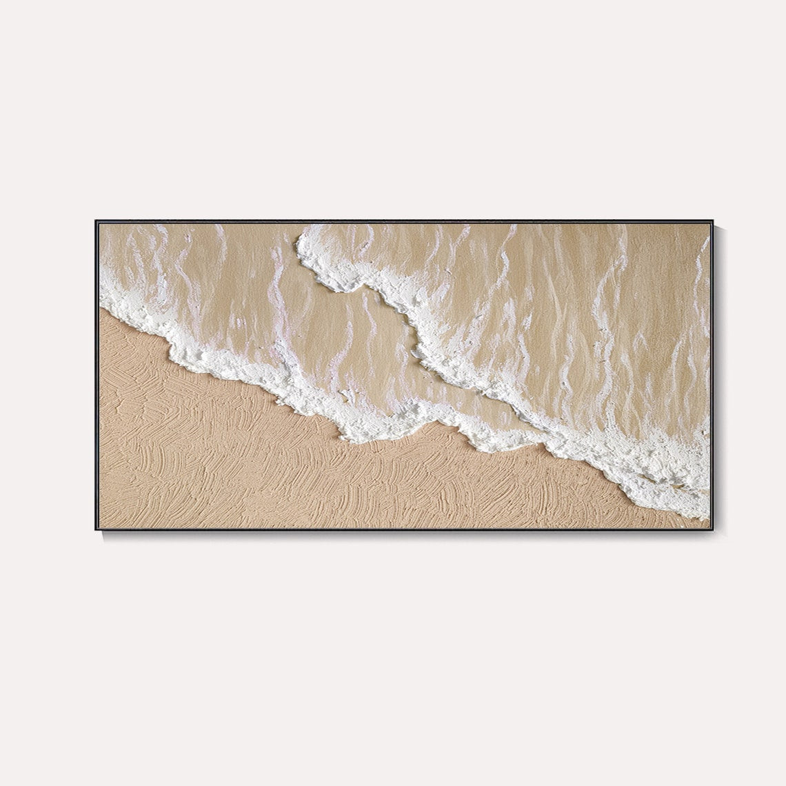 Tranquil Beach Waves: Elegant Ocean-Inspired Oil Painting for Coastal Home Decor