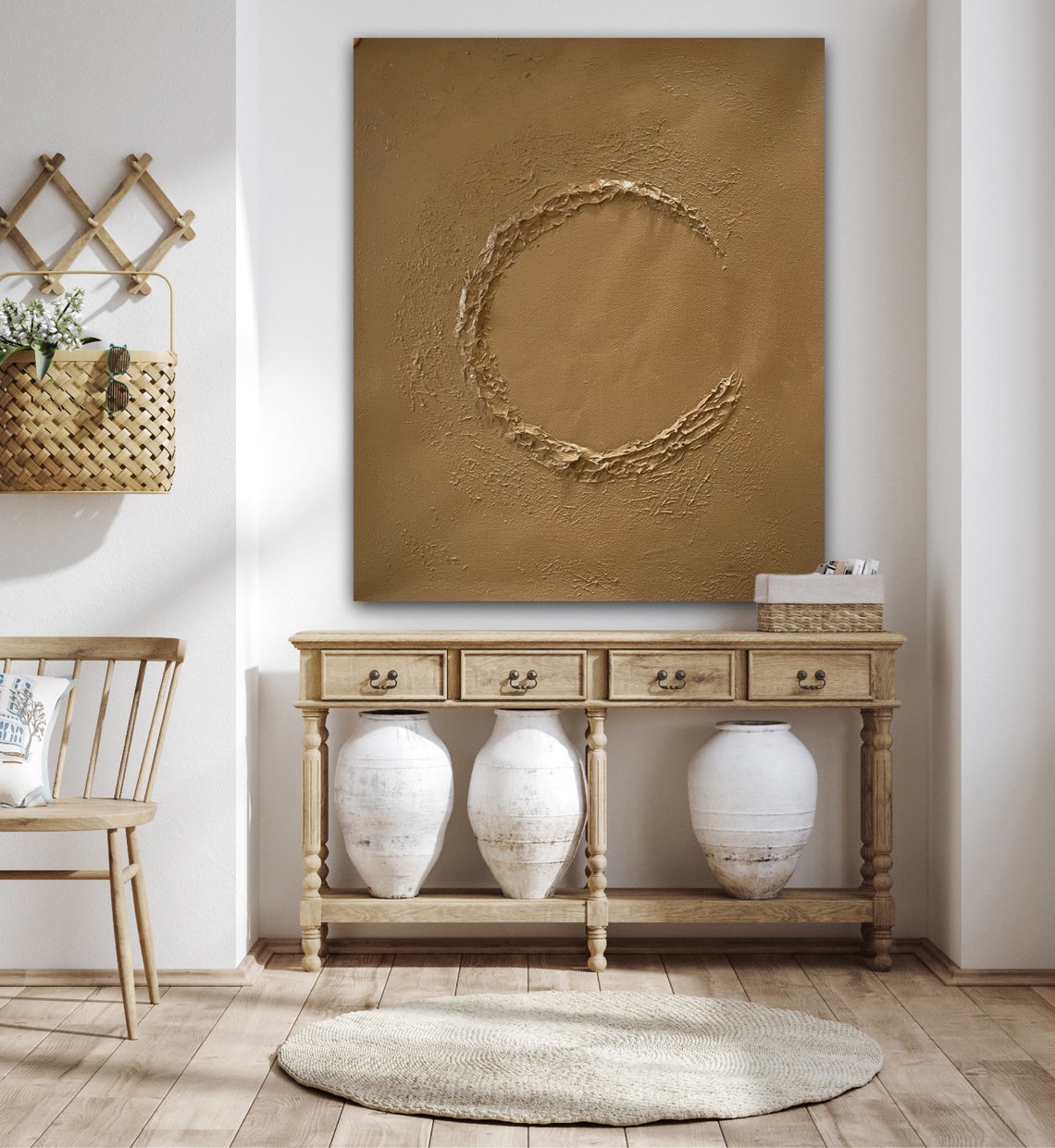 Textured Earth Tones Oil Painting | Modern Abstract Art for Home Decor