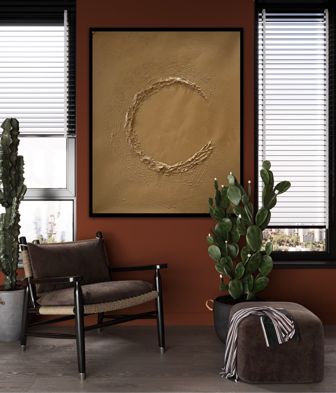 Textured Earth Tones Oil Painting | Modern Abstract Art for Home Decor