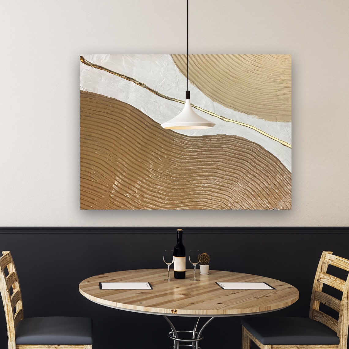 Elegant Gold Waves Abstract Oil Painting for Modern Home Decor