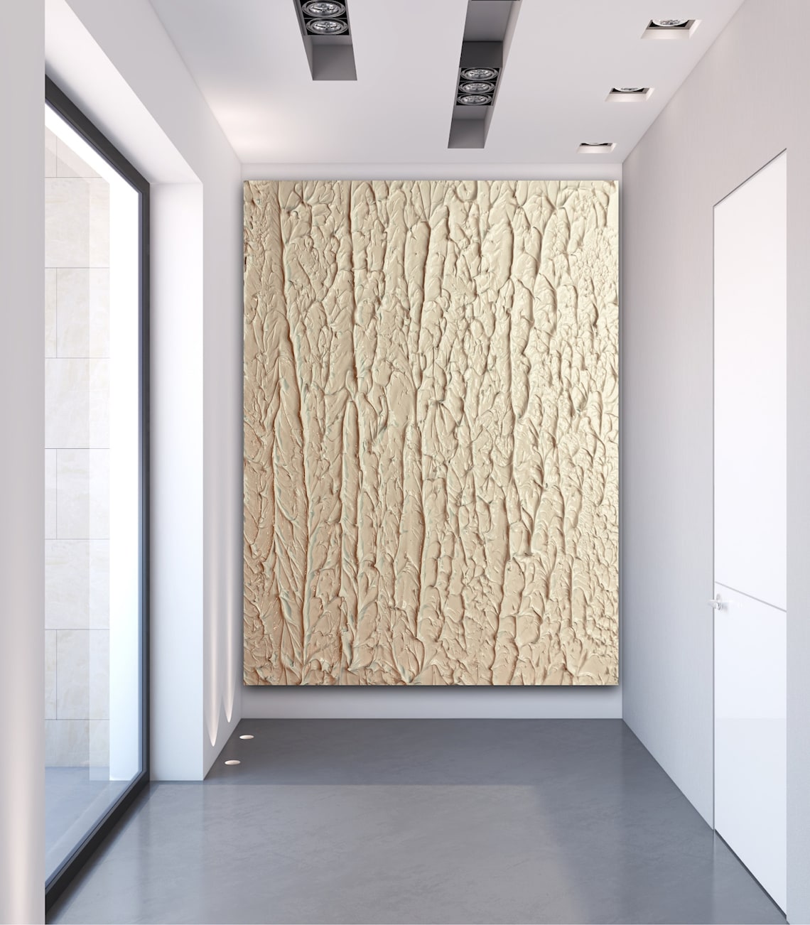 Textured Beige Oil Painting for Modern Home Decor and Elegant Wall Art