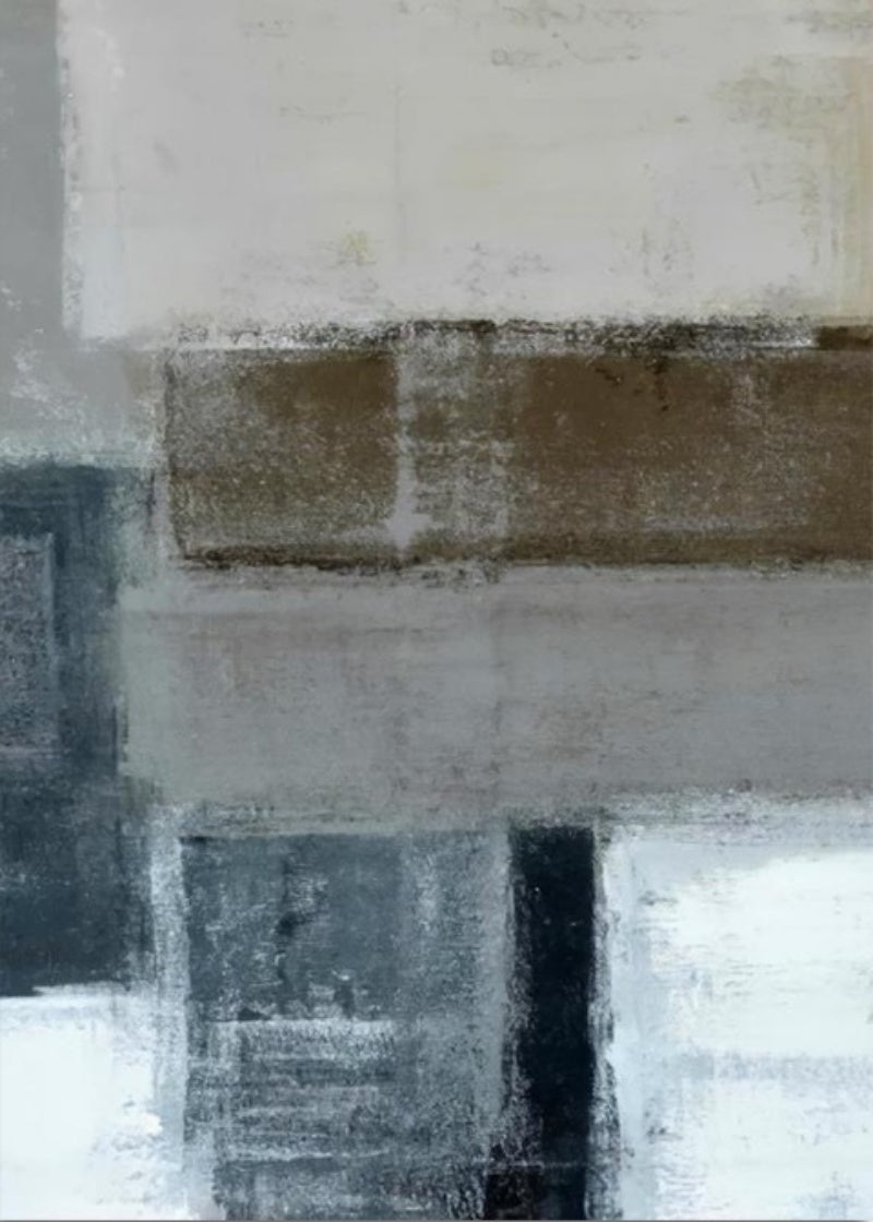 Contemporary Abstract Oil Painting in Subtle Blues and Grays for Modern Decor