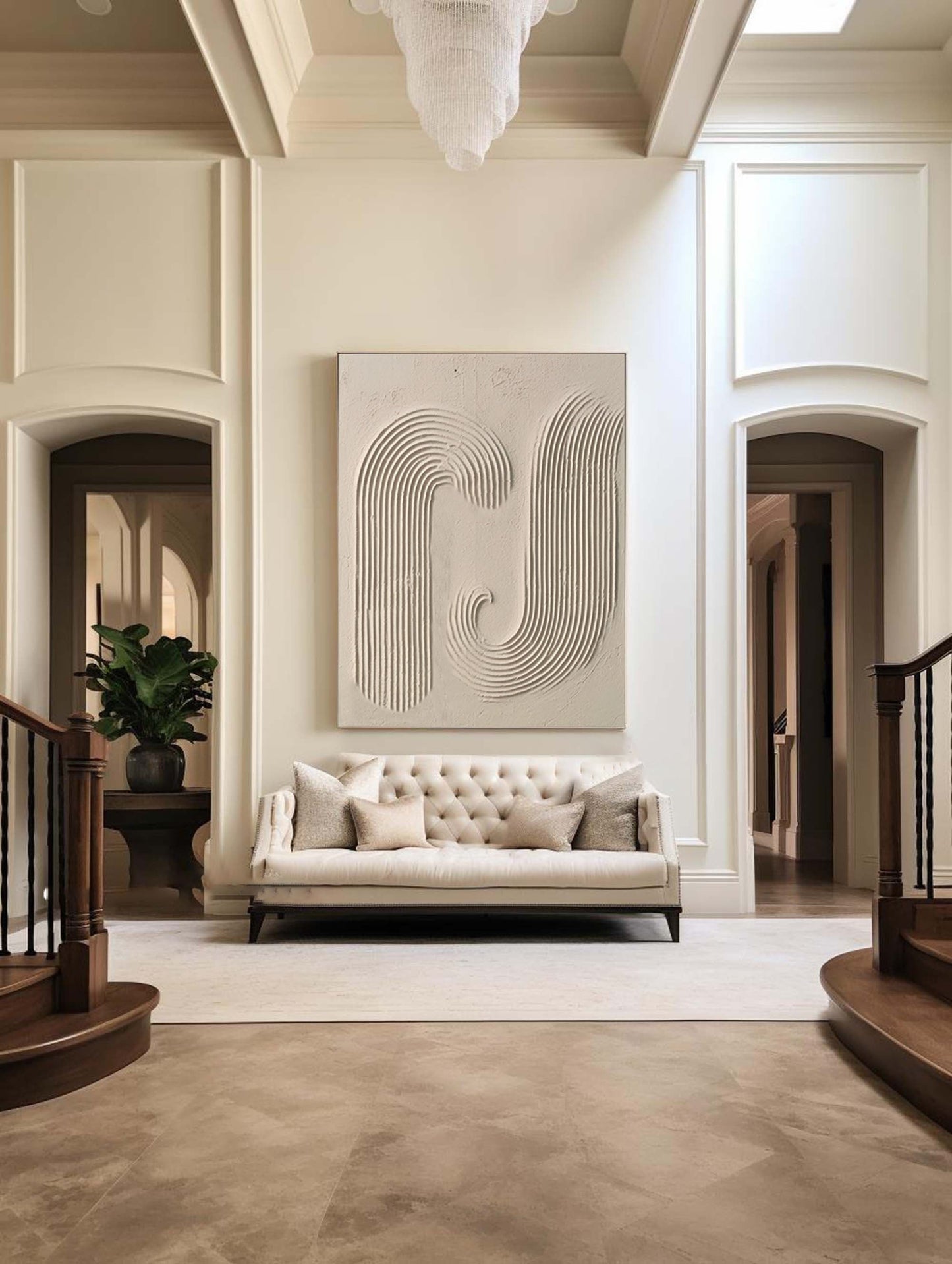 Elegant Beige Minimalist Abstract Artwork for Modern Home Decor