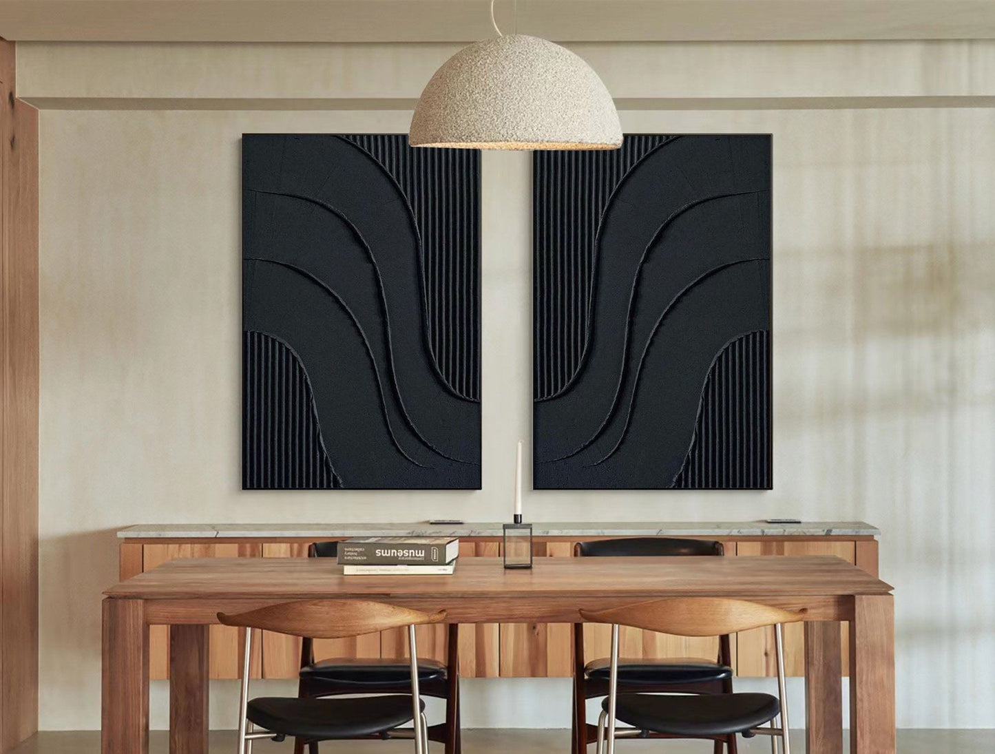 Black Abstract Minimalist Canvas Art for Modern Home Decor