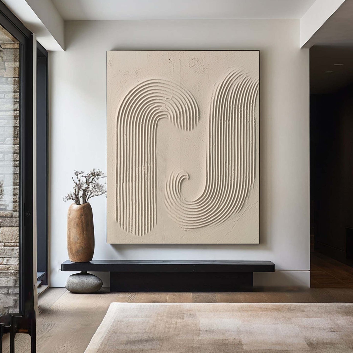 Elegant Beige Minimalist Abstract Artwork for Modern Home Decor