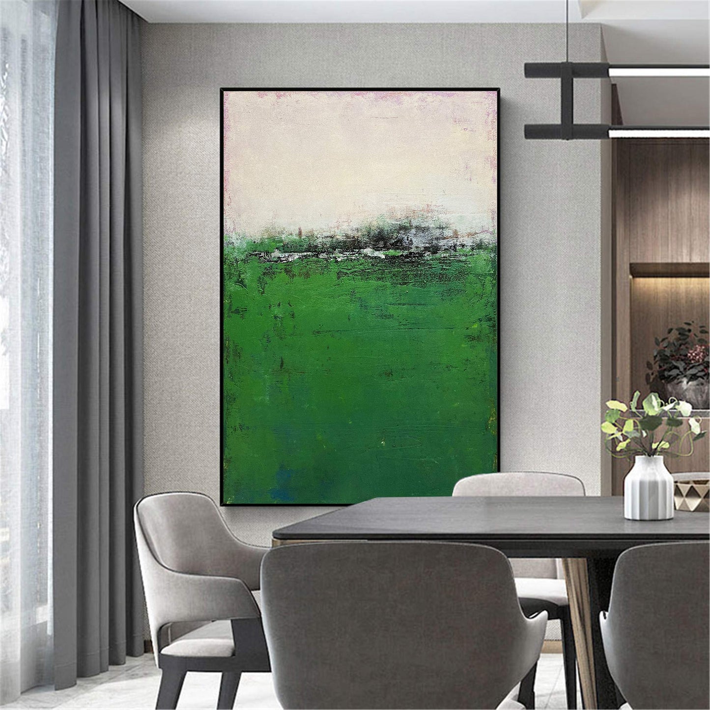 Contemporary Green Abstract Oil Painting for Modern Home Decor