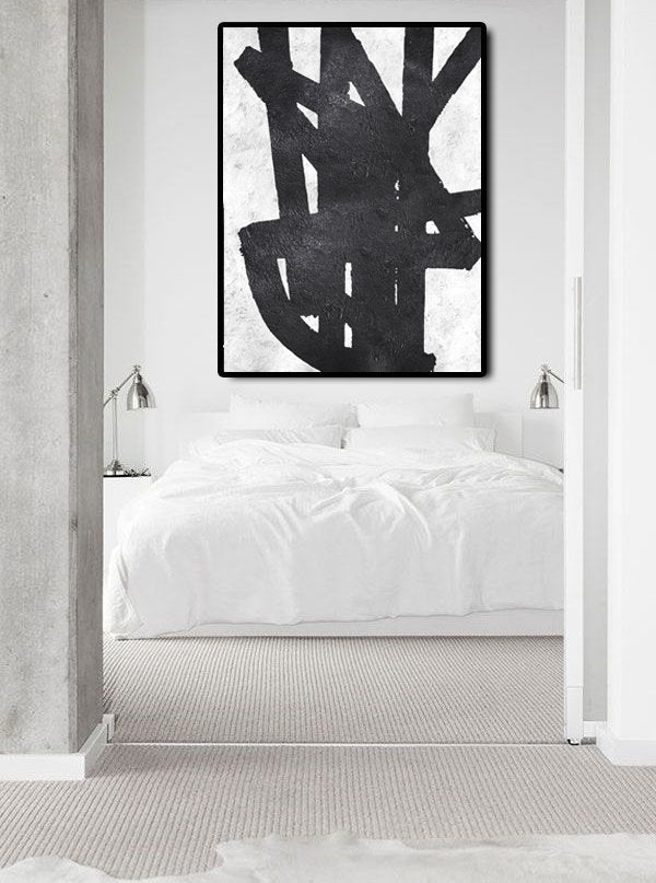 Abstract Black and White Oil Painting - Modern Wall Art for Elegant Interiors