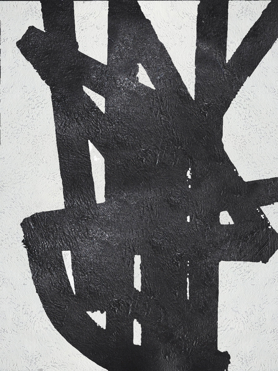 Abstract Black and White Oil Painting - Modern Wall Art for Elegant Interiors