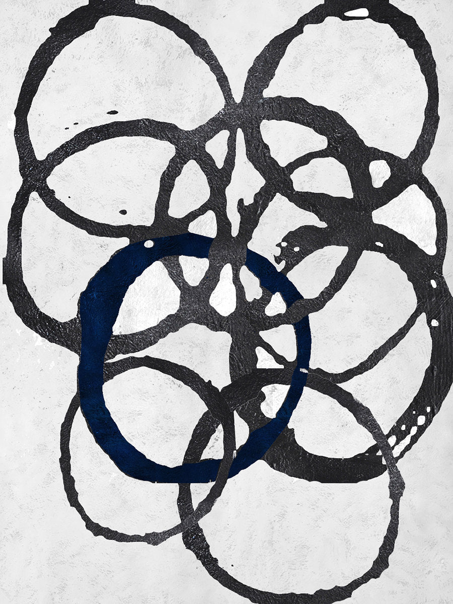 Abstract Black and White Circles Oil Painting for Modern Home Decor