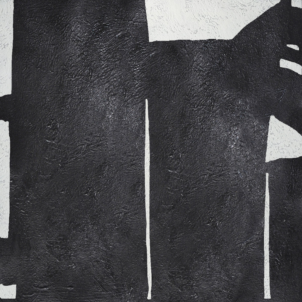 Bold Abstract Black and White Oil Painting for Modern Home Decoration