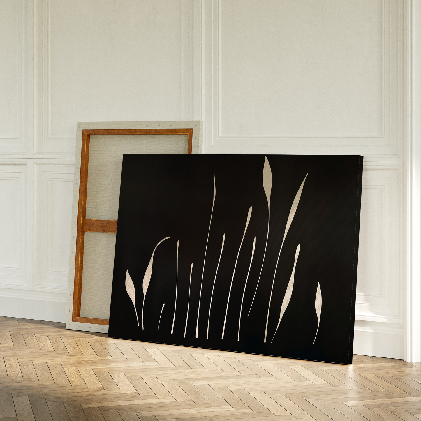 Abstract Botanical Wall Art | Silhouette Oil Painting on Canvas