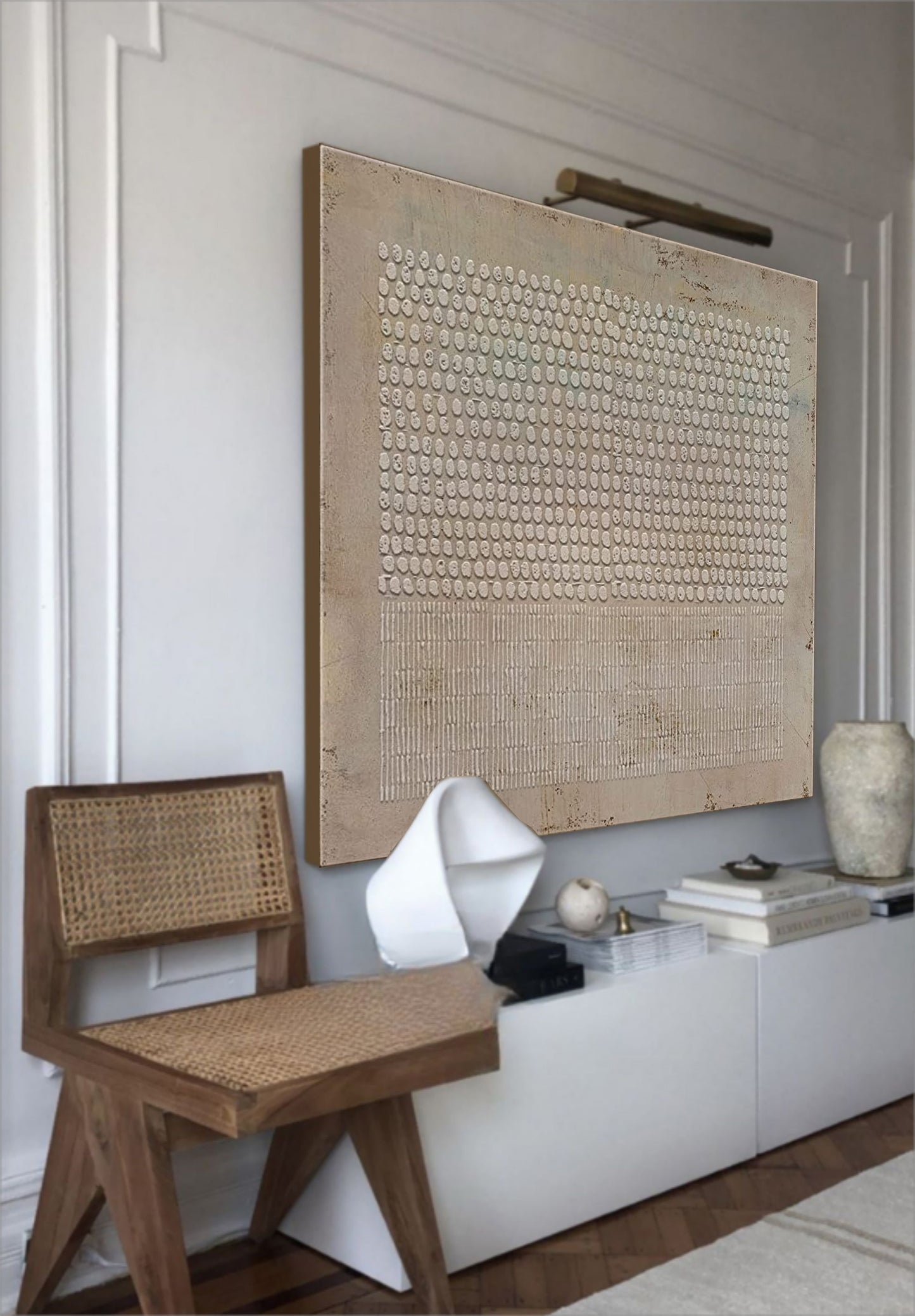 Minimalist Wabi-Sabi Abstract Oil Painting for Modern Wall Decor