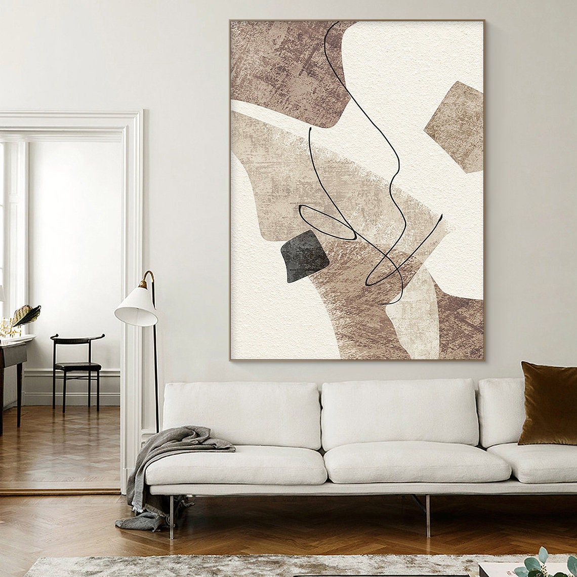 Contemporary Geometric Abstract Oil Painting for Modern Home Decor
