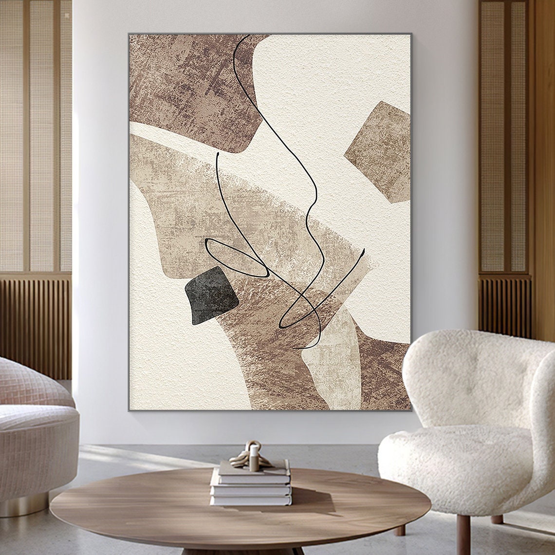 Contemporary Geometric Abstract Oil Painting for Modern Home Decor