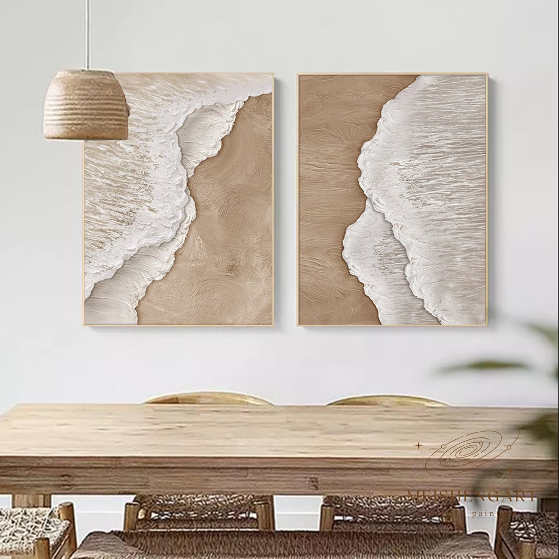 Coastal Harmony: Abstract Oil Painting Panels for Serene Home Décor