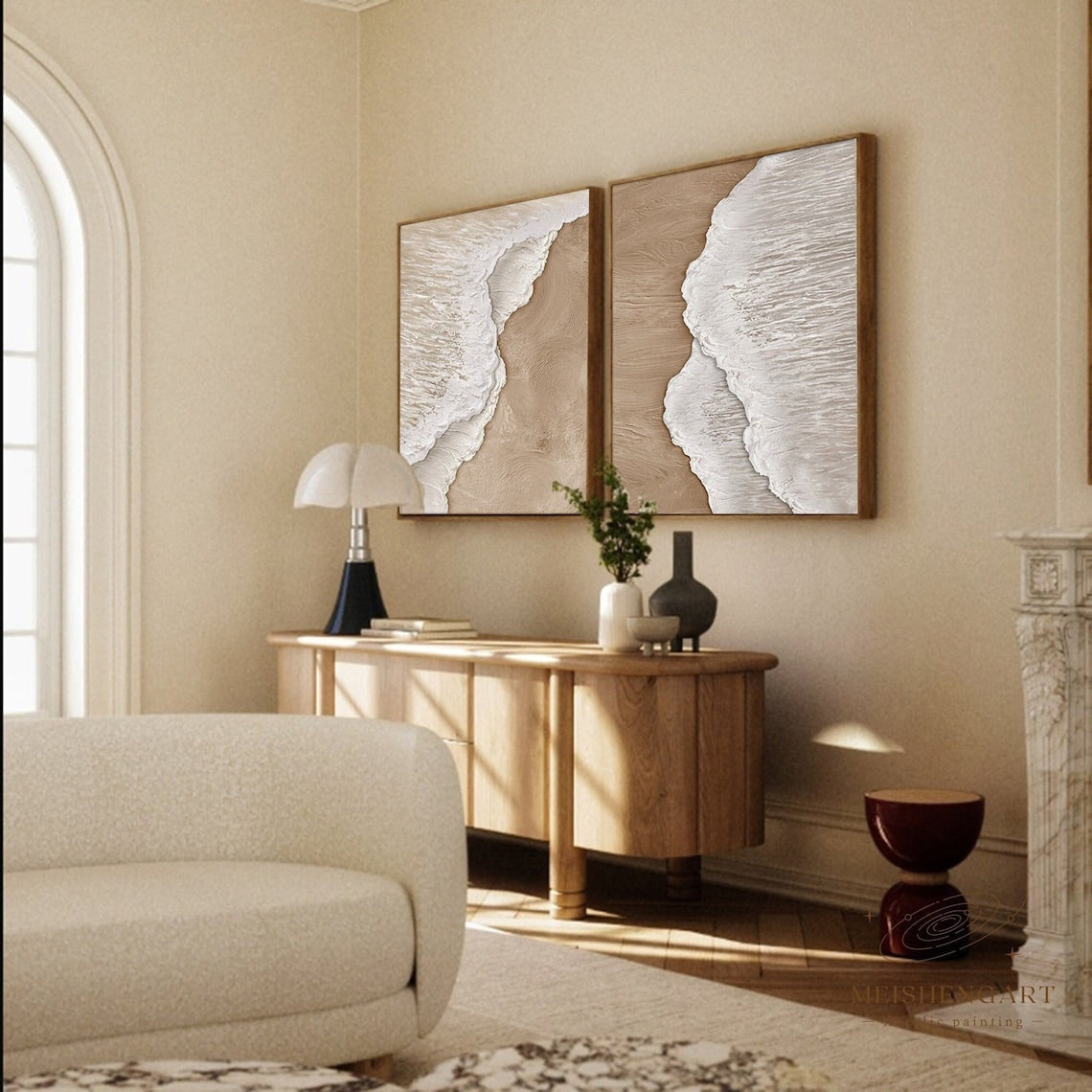 Coastal Harmony: Abstract Oil Painting Panels for Serene Home Décor