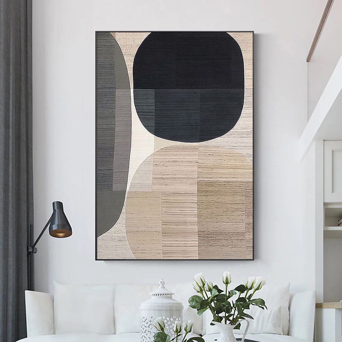 Modern Geometric Oil Painting for Stylish Home Decor and Contemporary Spaces