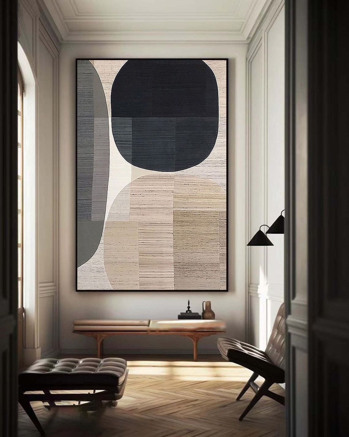 Modern Geometric Oil Painting for Stylish Home Decor and Contemporary Spaces