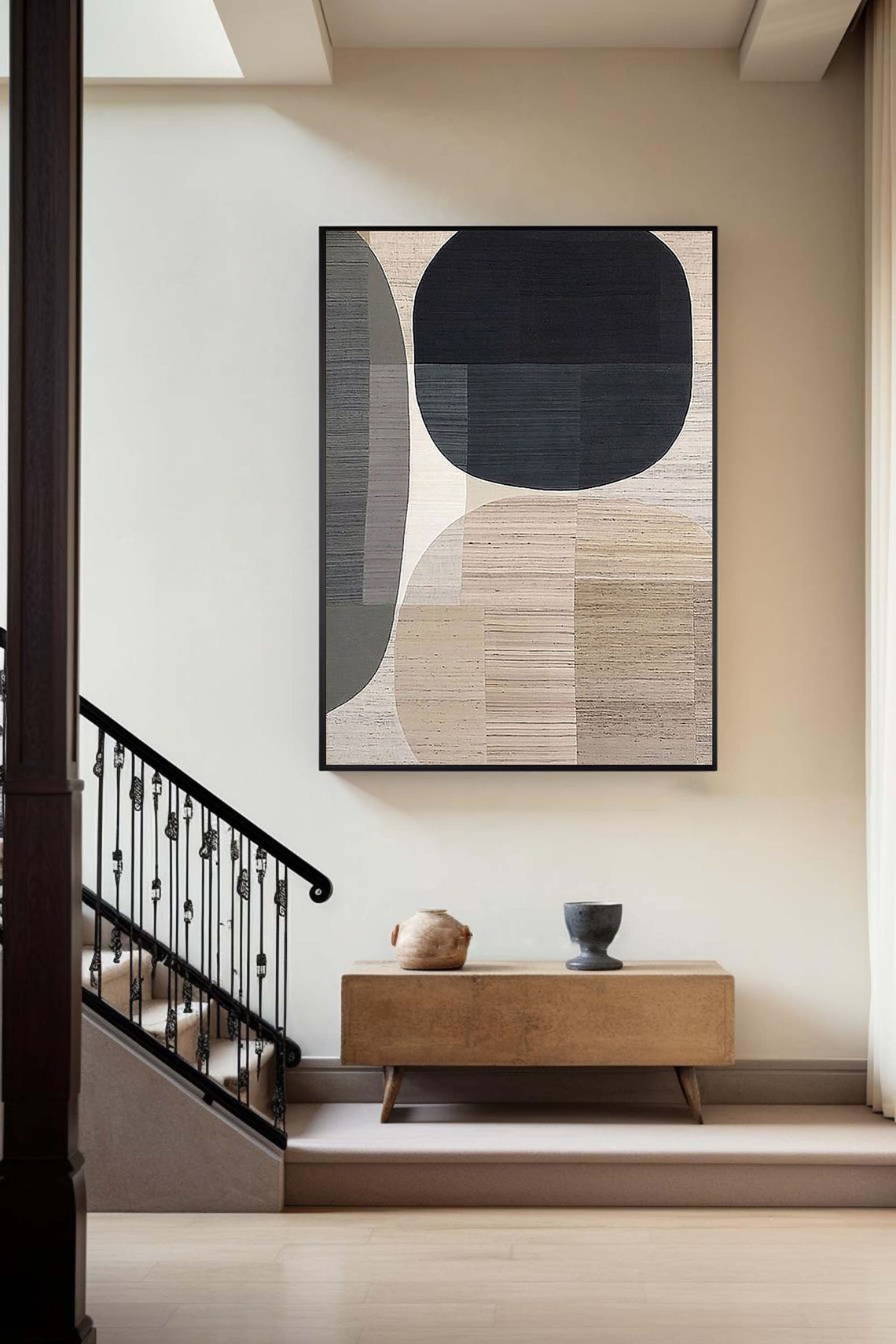 Modern Geometric Oil Painting for Stylish Home Decor and Contemporary Spaces