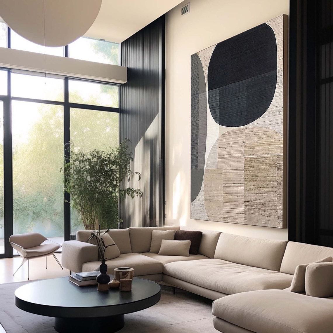 Modern Geometric Oil Painting for Stylish Home Decor and Contemporary Spaces