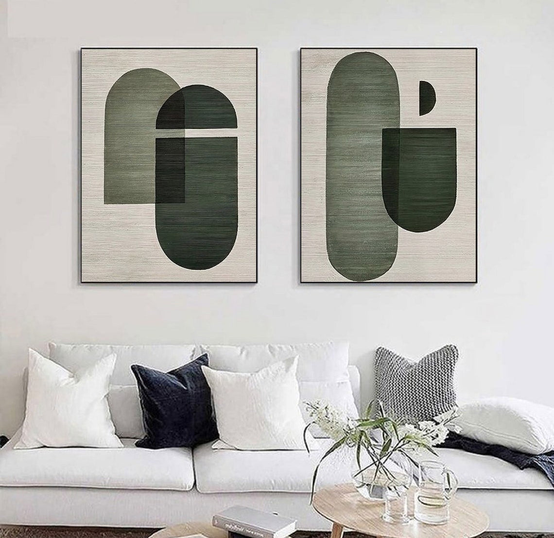Modern Geometric Dual Oil Paintings for Stylish Home Décor