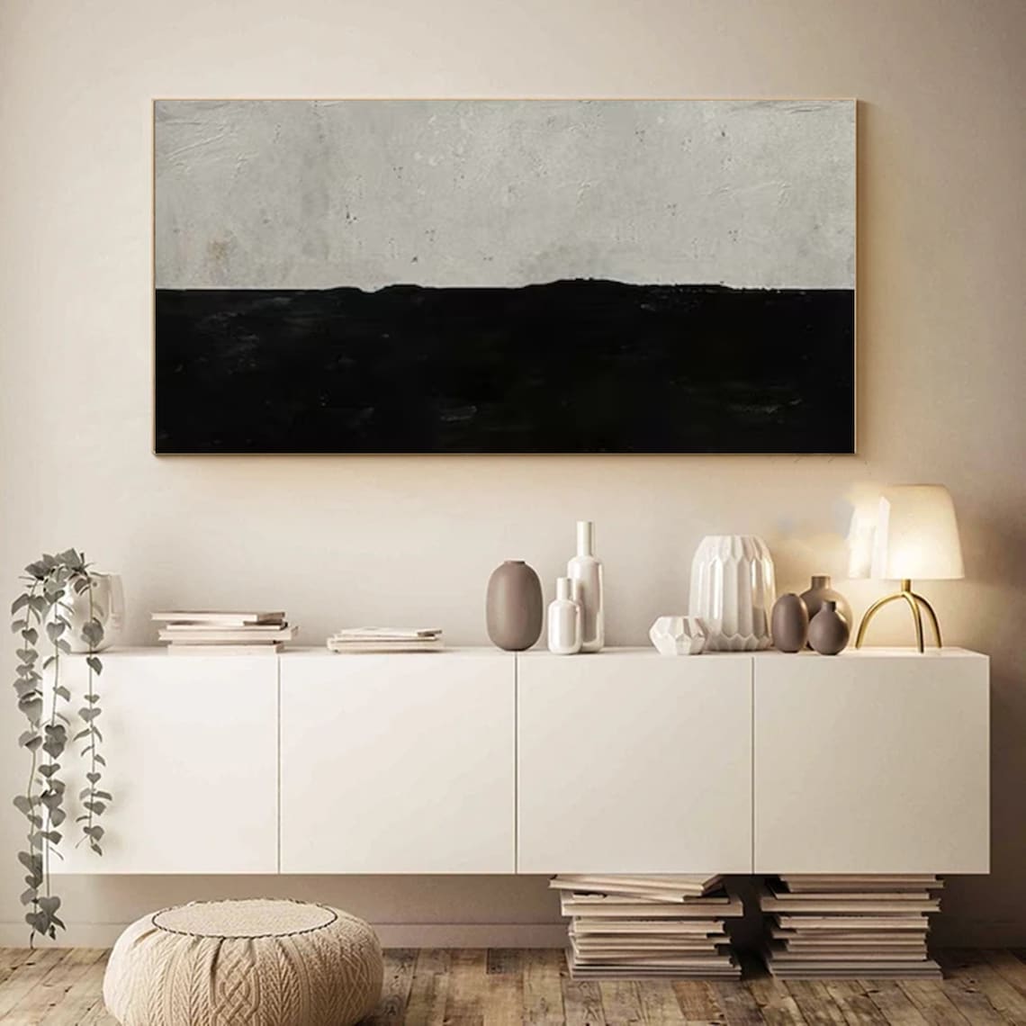 Minimalist Horizon Oil Painting for Modern Home Décor