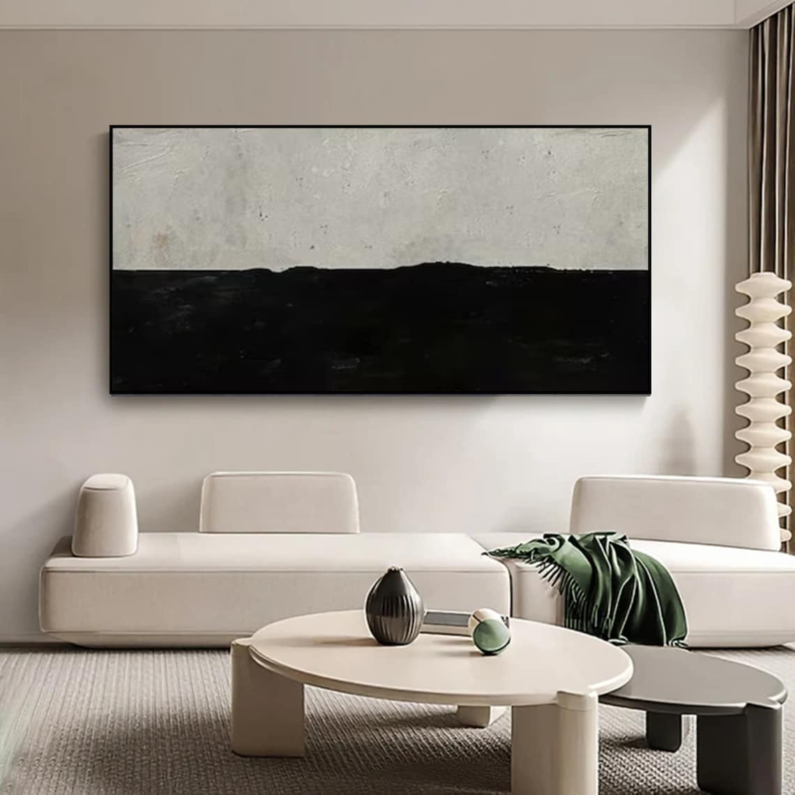 Minimalist Horizon Oil Painting for Modern Home Décor