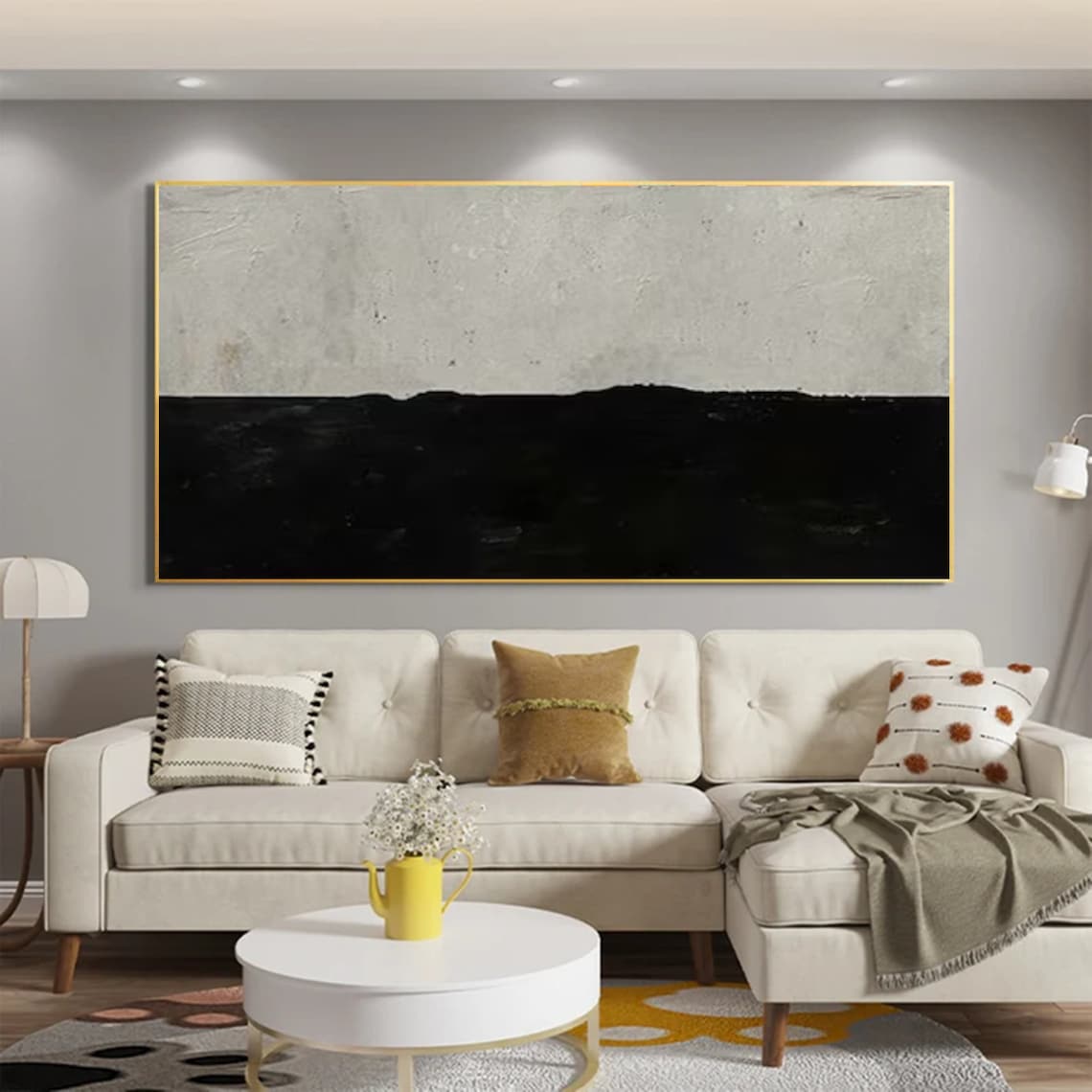 Minimalist Horizon Oil Painting for Modern Home Décor