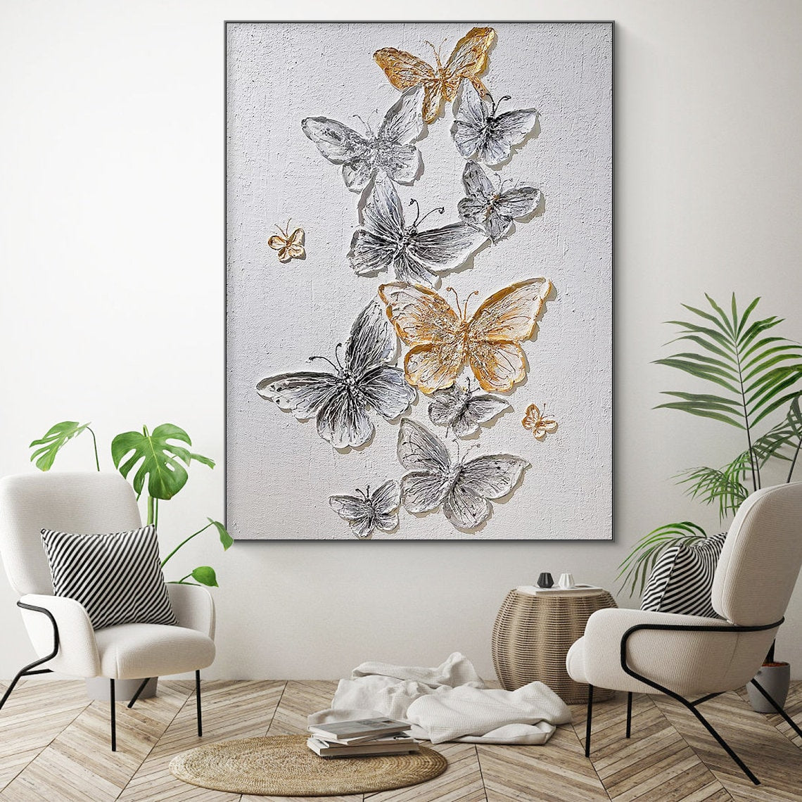 Elegant Butterfly Oil Painting for Modern Home Décor