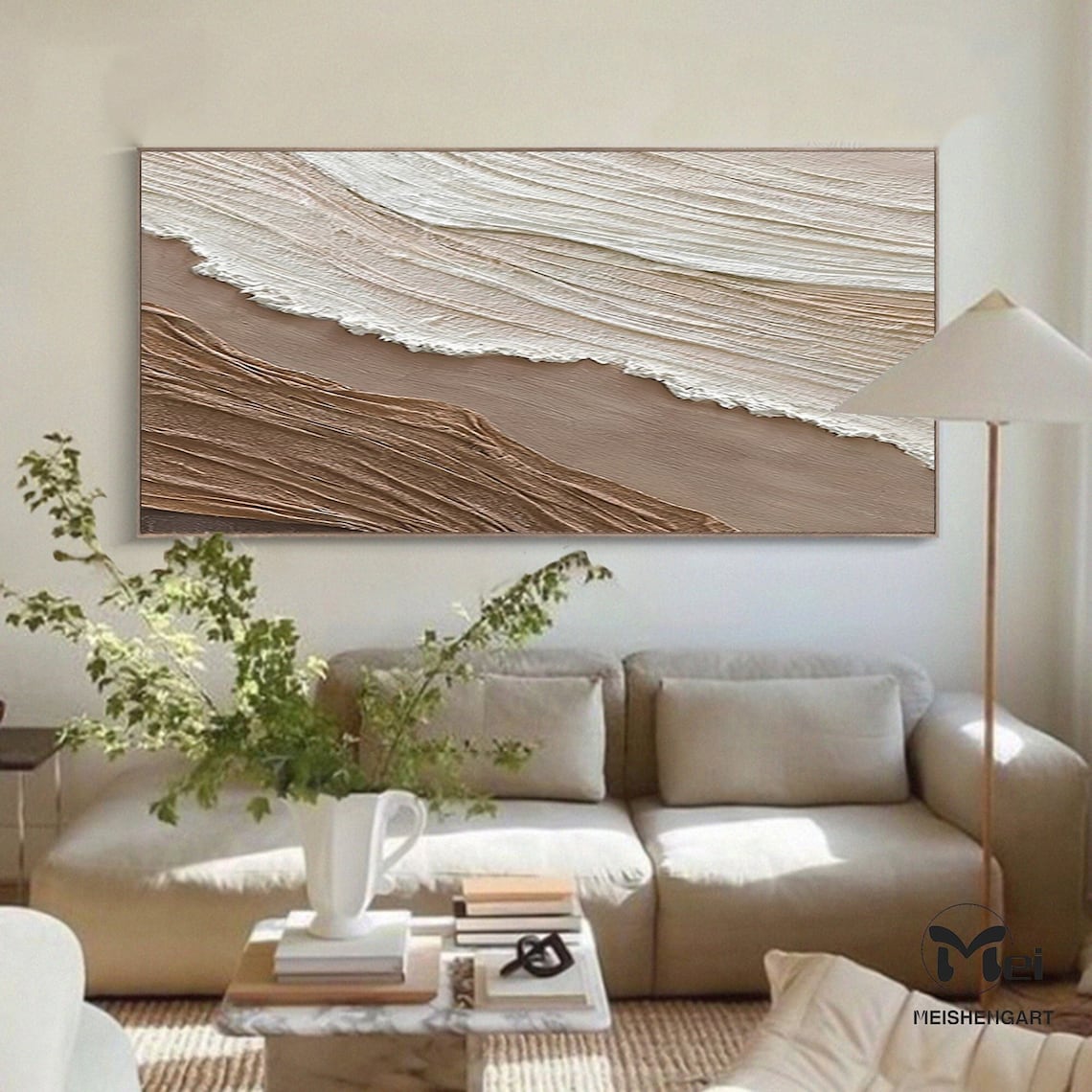 Serene Abstract Landscape Oil Painting for Modern Home Decor