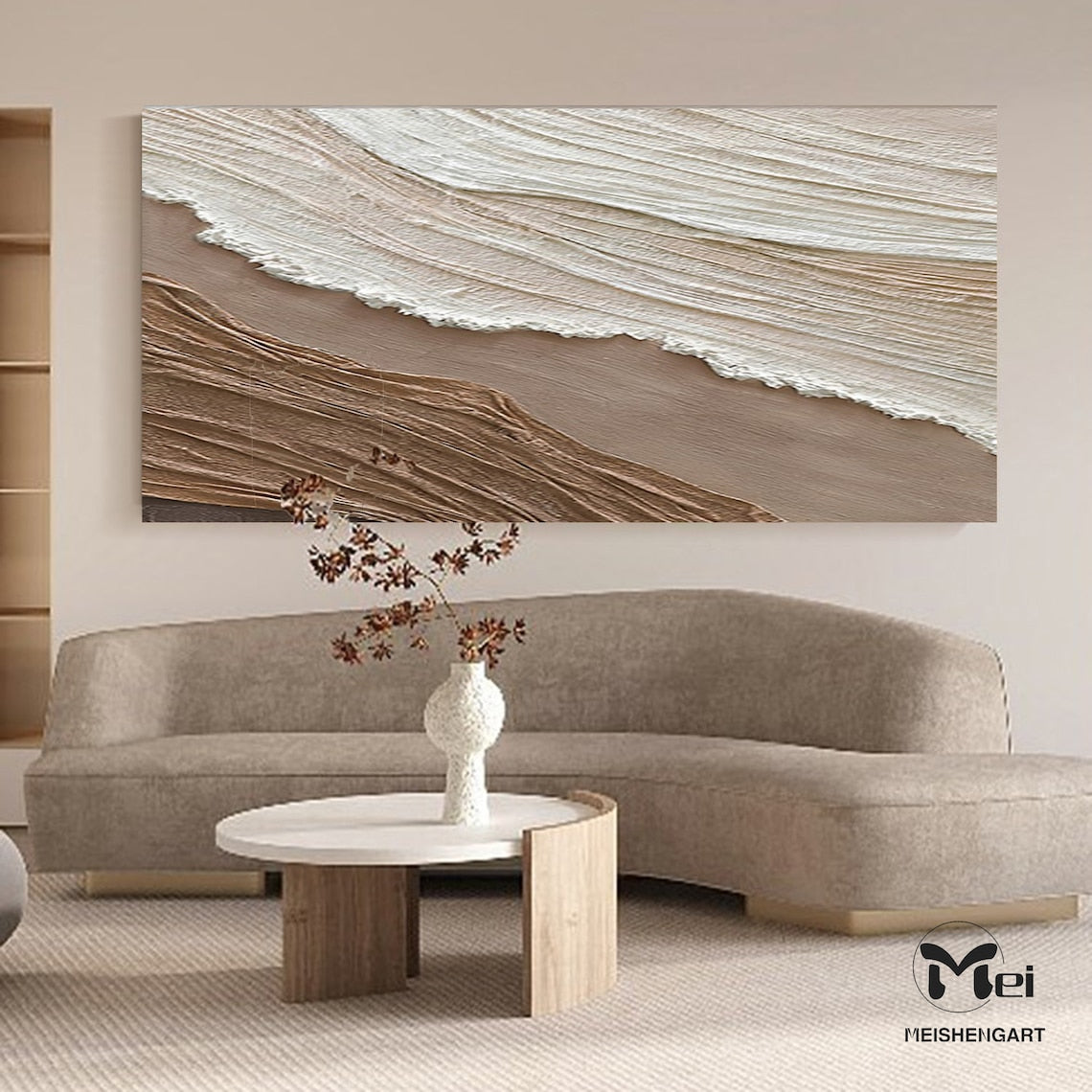 Serene Abstract Landscape Oil Painting for Modern Home Decor