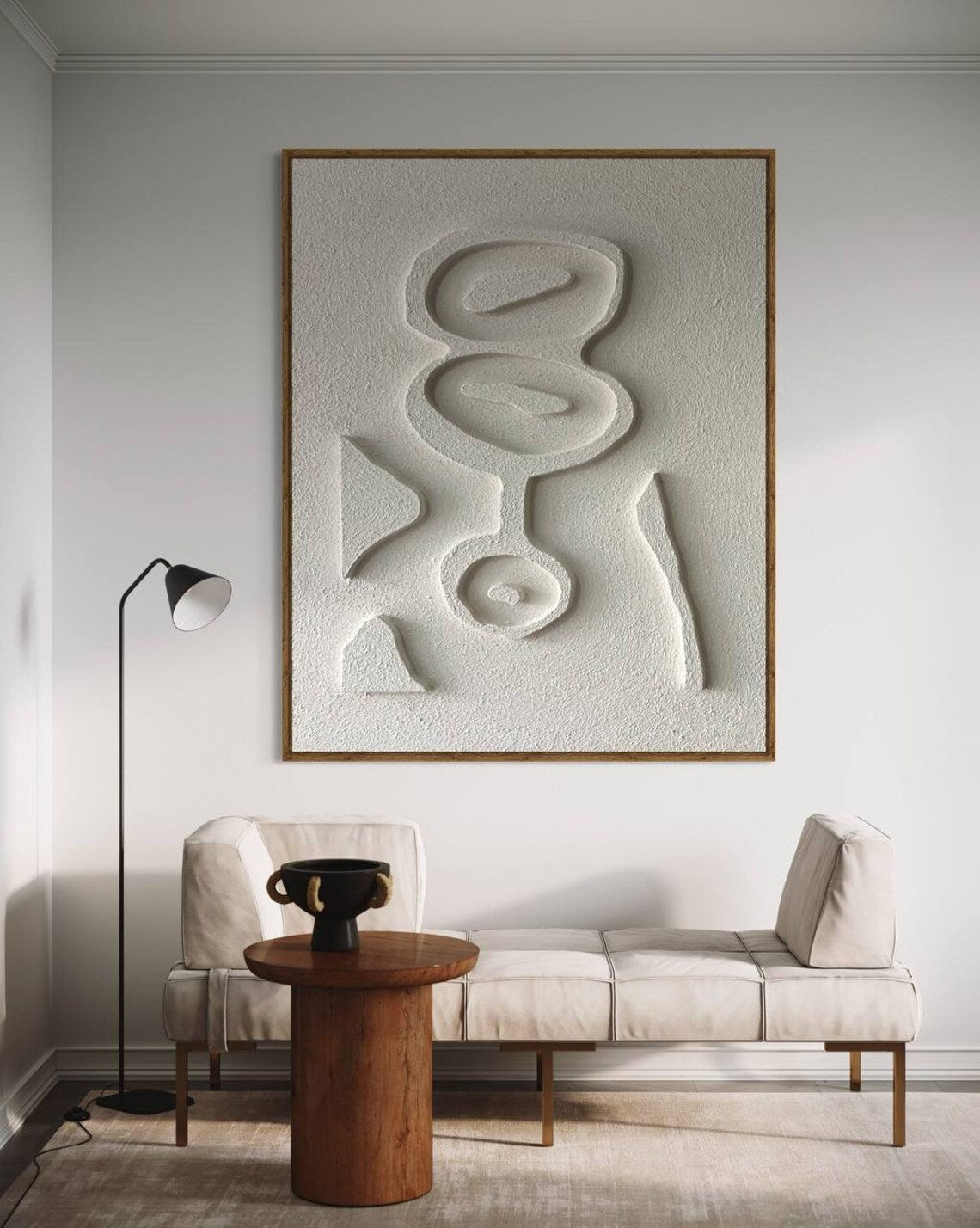 Abstract White Textured Oil Painting for Modern Home Decor