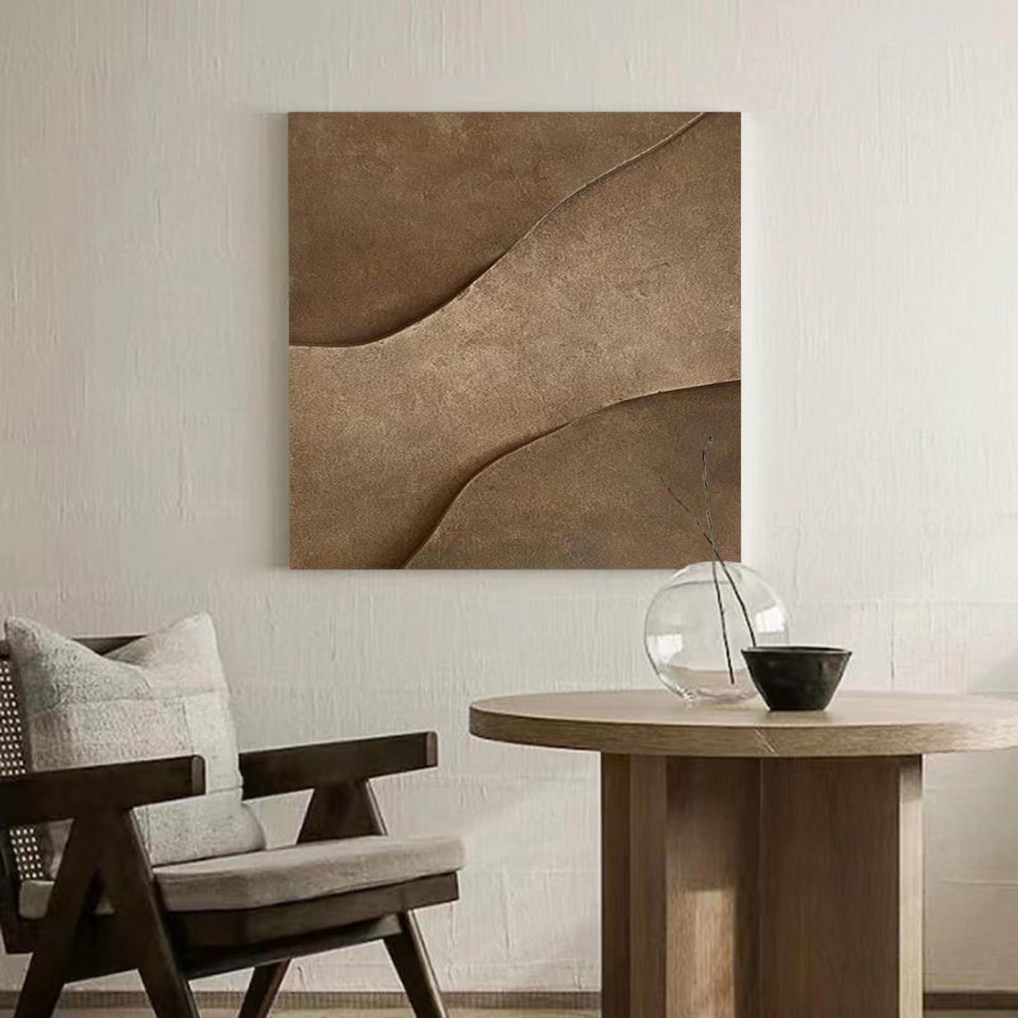 Textured Earth Tones: Contemporary Oil Painting for Modern Home Decor