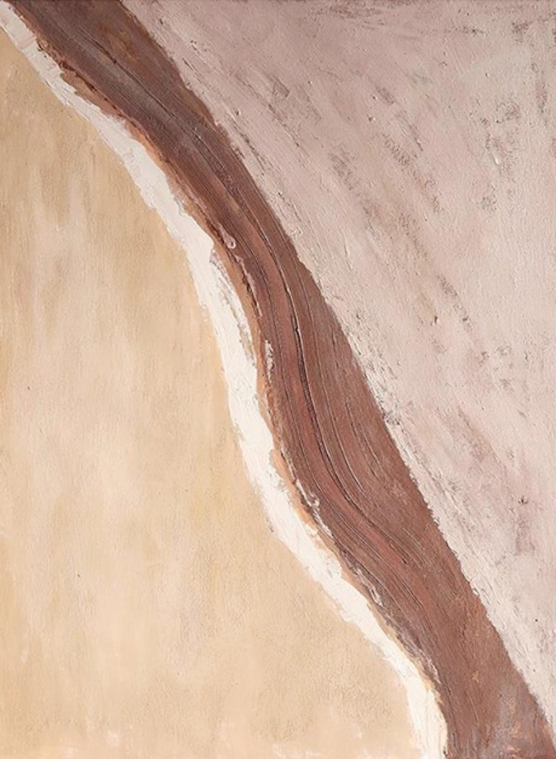 Abstract Landscape Oil Painting - Warm Earthy Tones for Modern Home Decor