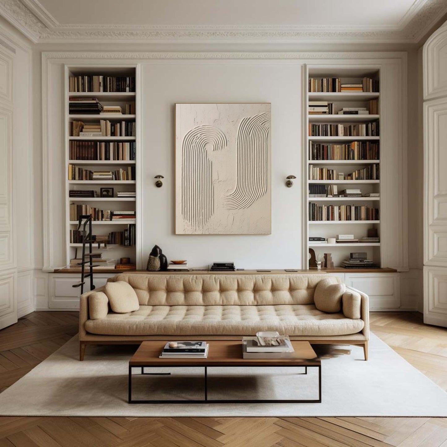 Elegant Beige Minimalist Abstract Artwork for Modern Home Decor
