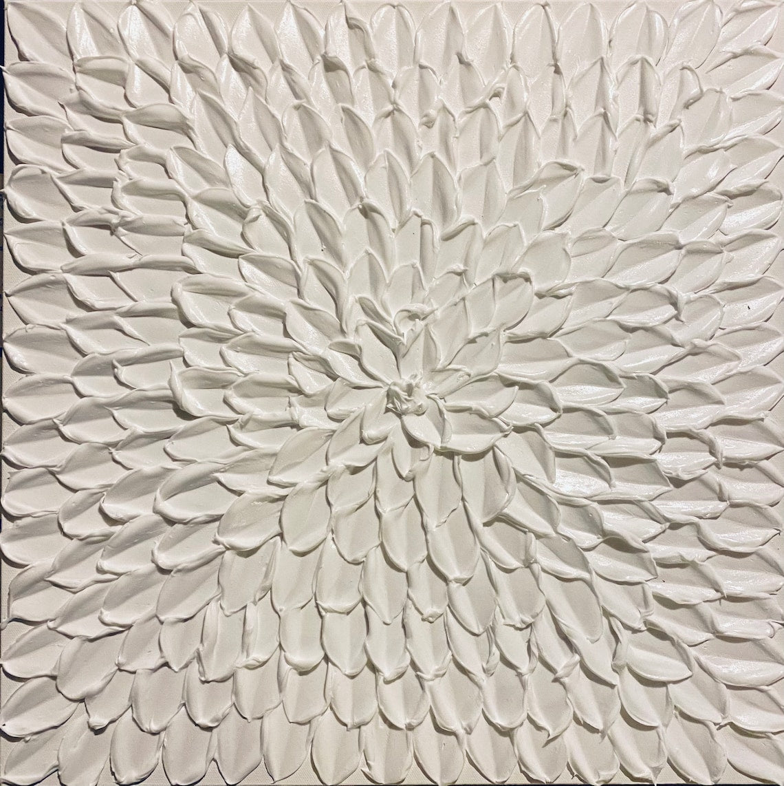 Elegant White Floral Texture Oil Painting for Modern Home Décor