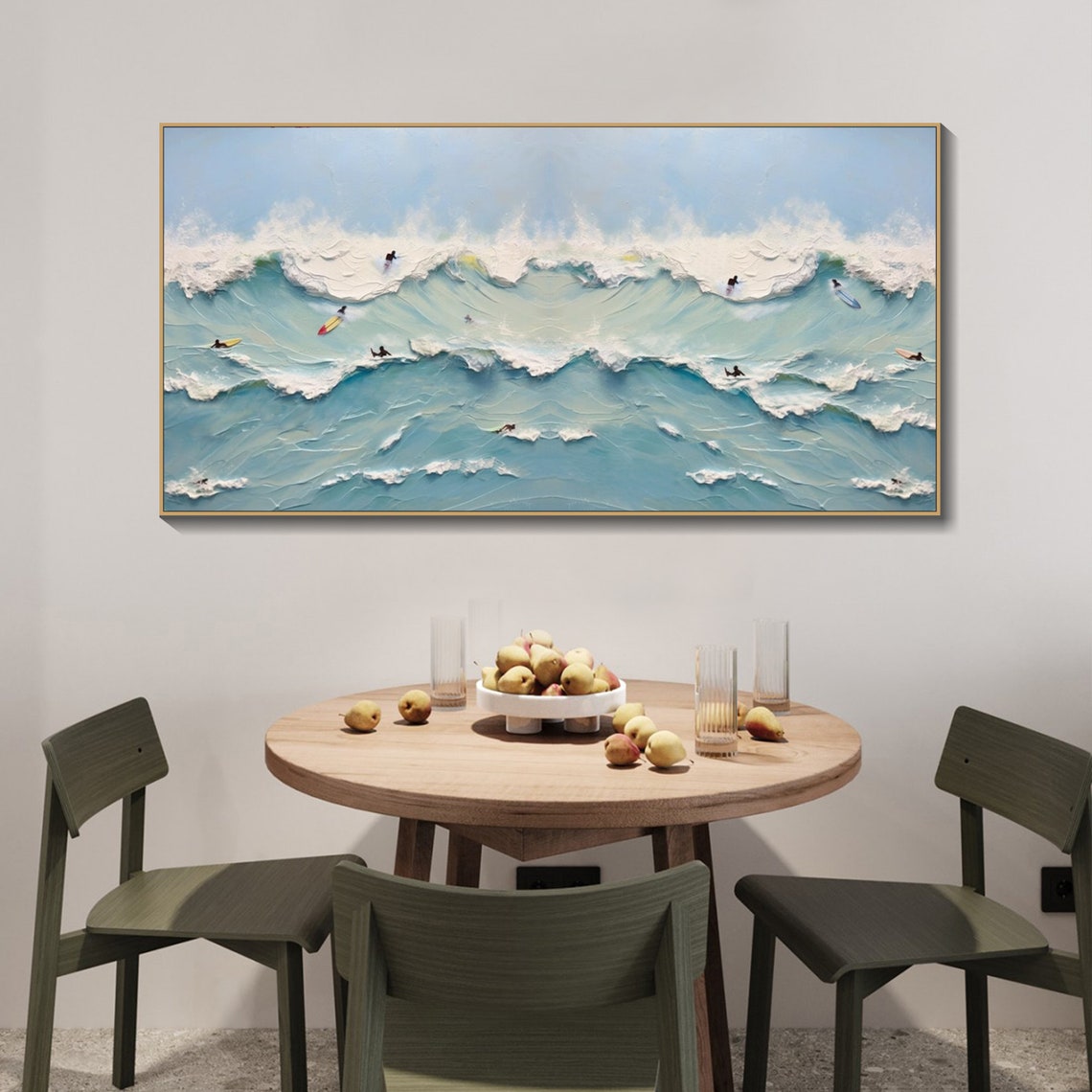 Dynamic Ocean Waves Oil Painting for Coastal Home Decor