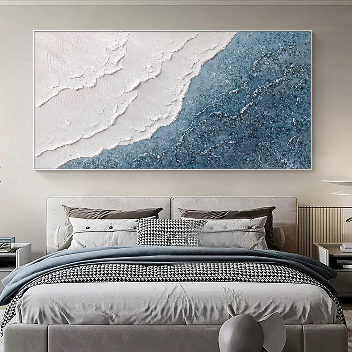 Coastal Serenity Abstract Oil Painting for Modern Home Decor