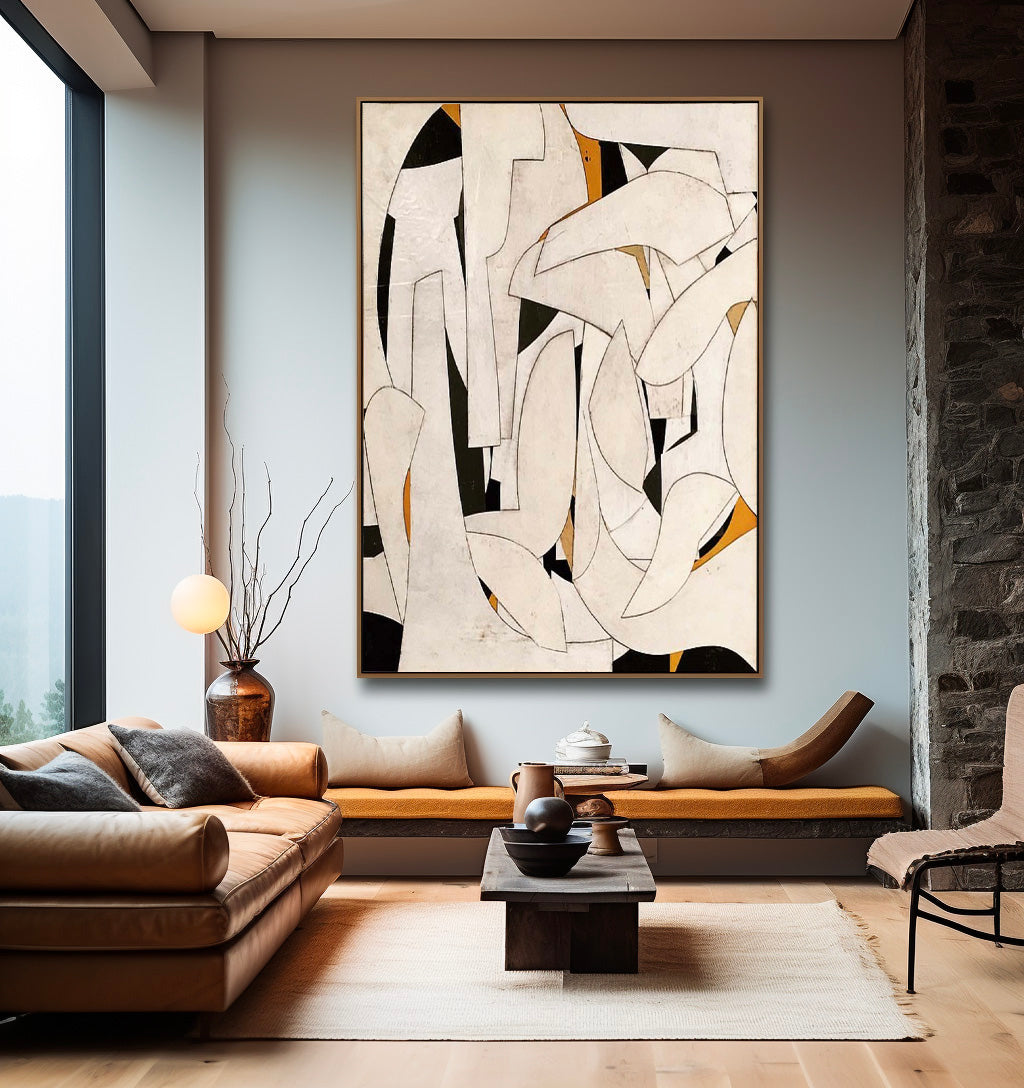 Contemporary Minimalist Abstract Oil Painting for Modern Home Decor