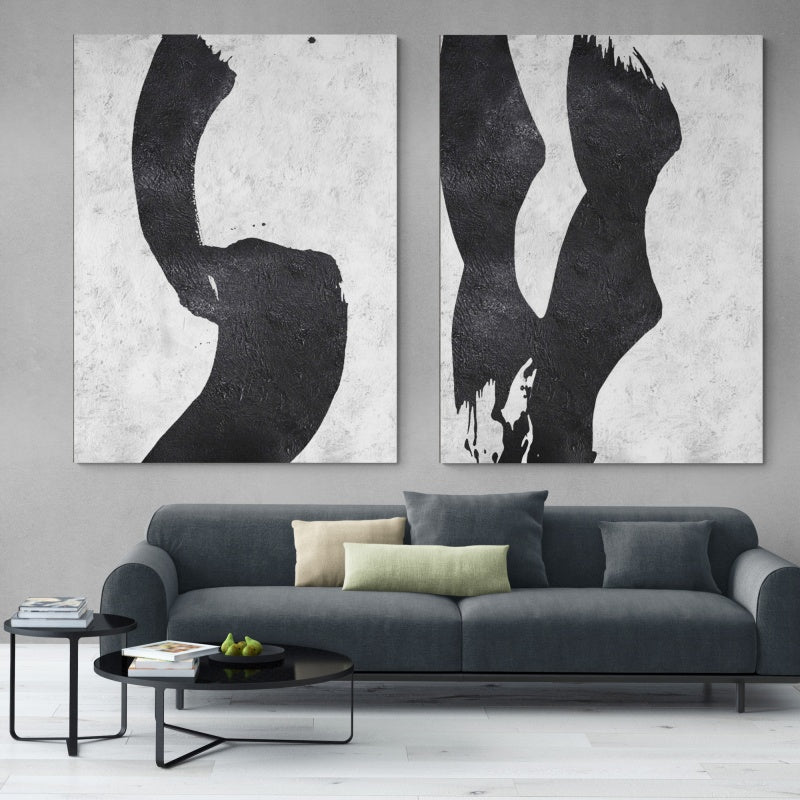 Modern Black and White Abstract Oil Painting for Contemporary Home Decor